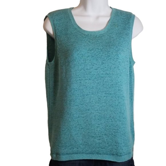 Pendleton Aquamarine Knit Sleeveless Round Neck Sweater Vest - Picture 1 of 8